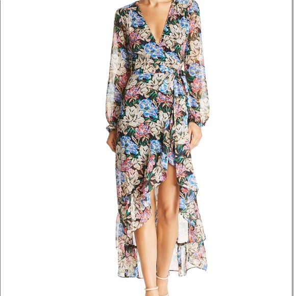 wayf floral wrap dress